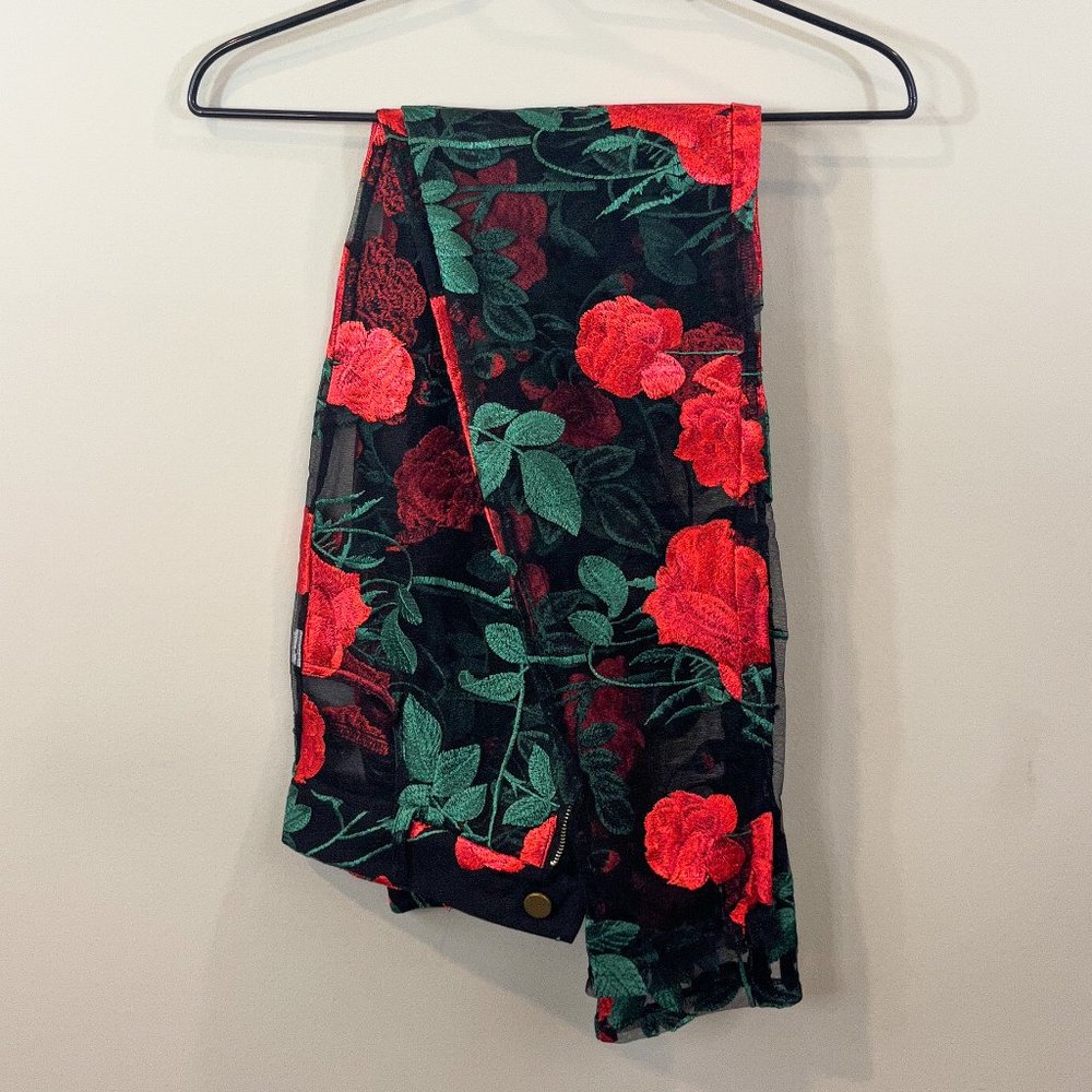 Sheer Flower Print Trouser Pants, UK Size 10, US Size 4/6